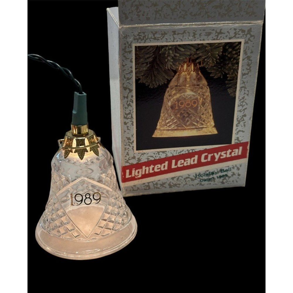 Vtg 1989 Hallmark Magic Lighted Christmas Ornament Crystal Holiday Bell 80s